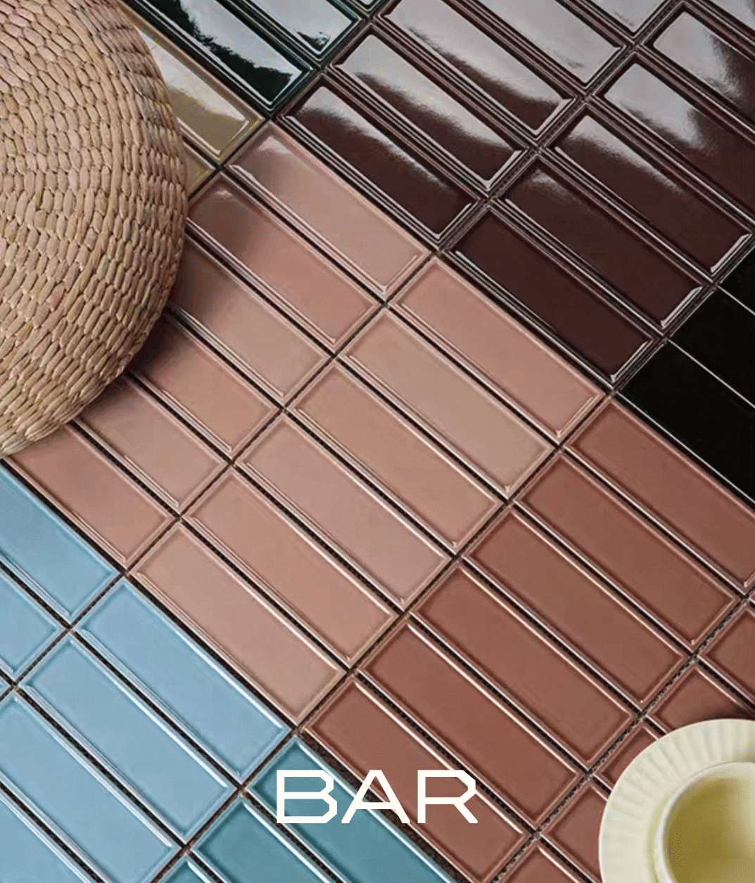 โมเสค TIMELESS TILES รุ่น BAR 29.3X28.5 ซม. สีฟ้า LIGHT BLUE ผิวเงา_5